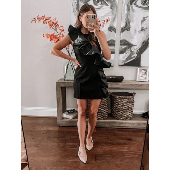 Hutch Ruffle Sheath Dress Size XS Black Mini Anthropologie - Picture 5 of 14